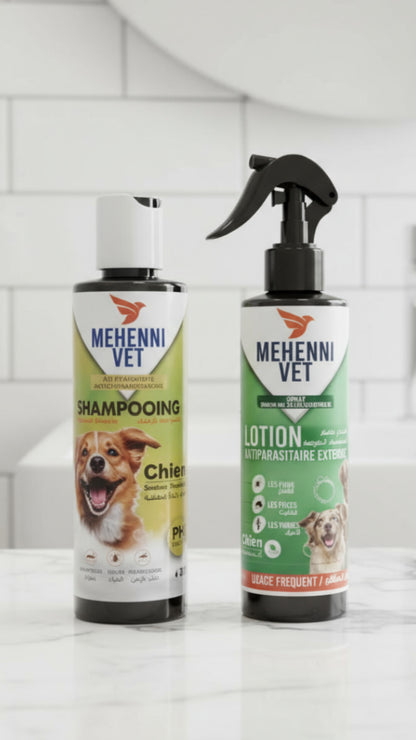 Pack Anti-Parasitaire Complet – Shampooing + Lotion pour Chiens & Chats