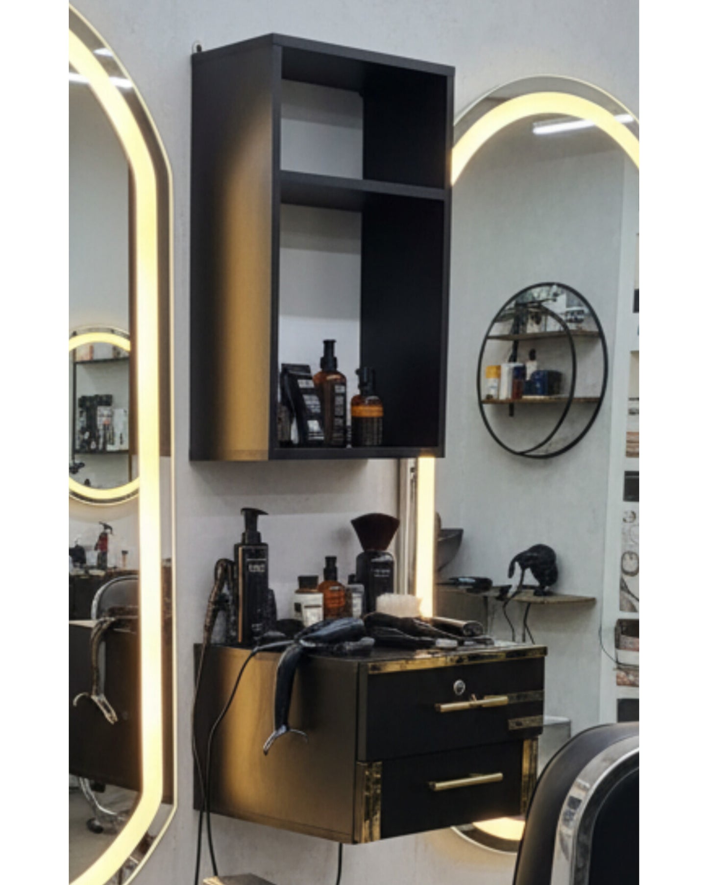 Meuble de Coiffure Professionnel – خزانة لصالونات الحلاقة (قطعتان)